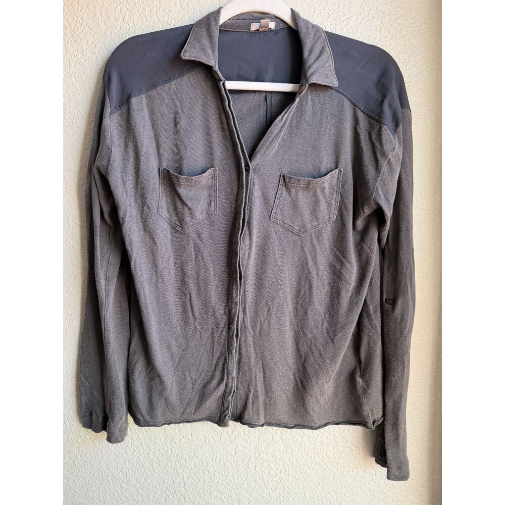 Ecote Urban Outfitters Gray Speckled Button Down Shirt Small Roll Tab Utility